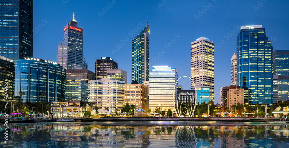 Perth city skyline at dusk